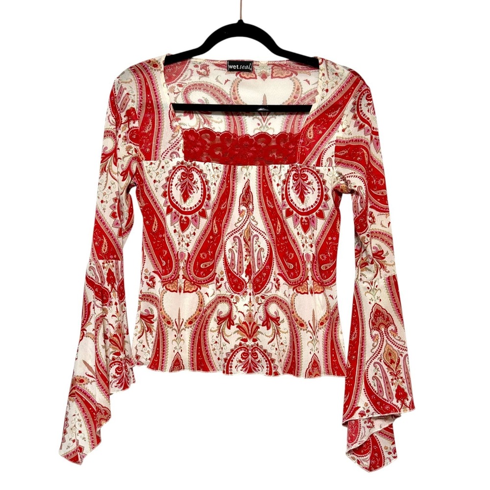 Wet Seal Y2K Indie‎ Sleaze Mesh Top Women Small Fairycore Whimsigoth Psychedelic